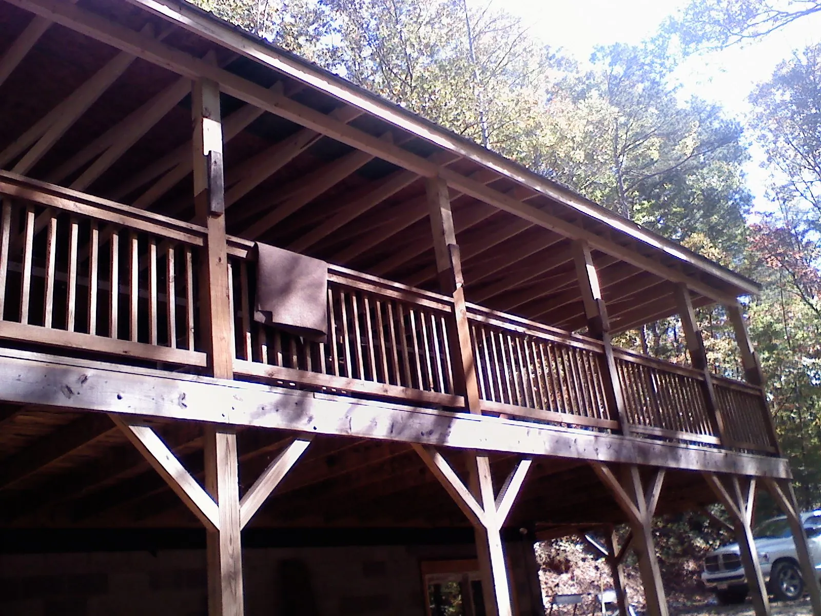 Timber framing under a new elevated porch and deck — Roof Leak Repair in Bowdon by Roofing Brothers